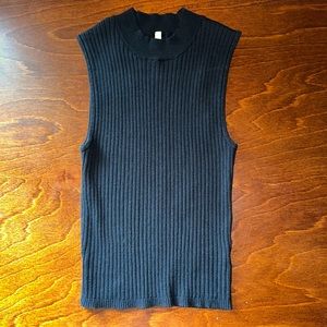 Black ribbed high neck tank top